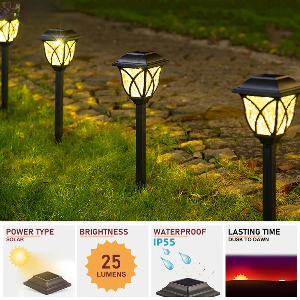 مصباح حديقة خارجي يعمل بالطاقة الشمسية ومقاوم للماء بتقنية LED بتصميم كلاسيكي (قطعتان)