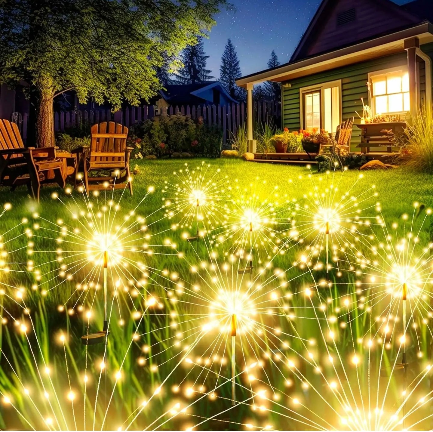 Solar Firework Garden Lights are Placed at Garden Area.