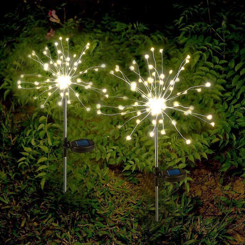 2 Pcs Solar Firework Garden Lights, Starburst Stake Lights, Outdoor Decorative Lamp