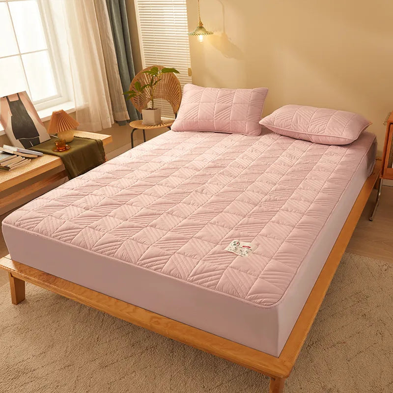 100% Cotton Fitted Size Soft Flat Mattress Bed Sheet with 2 Pillow Case
