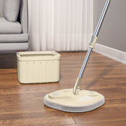 Spin Mop Bucket Set with Microfiber Flat Mop, Dual Chamber Self Wash & Dry System