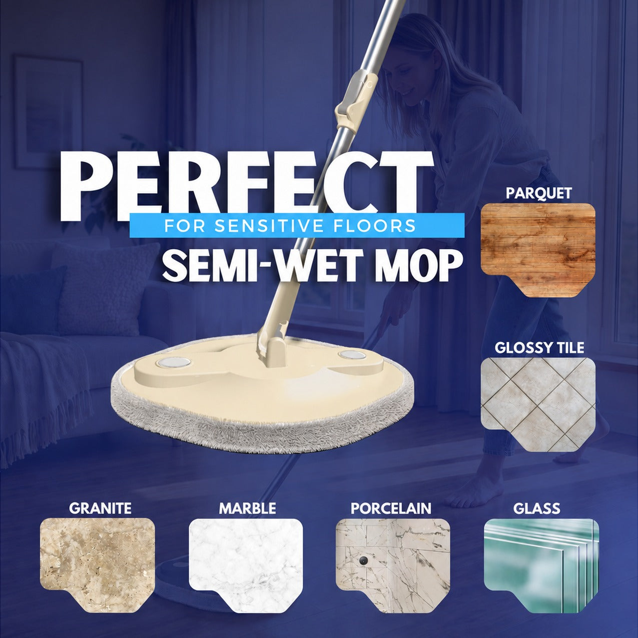 Spin Mop Bucket Set with Microfiber Flat Mop, Dual Chamber Self Wash & Dry System