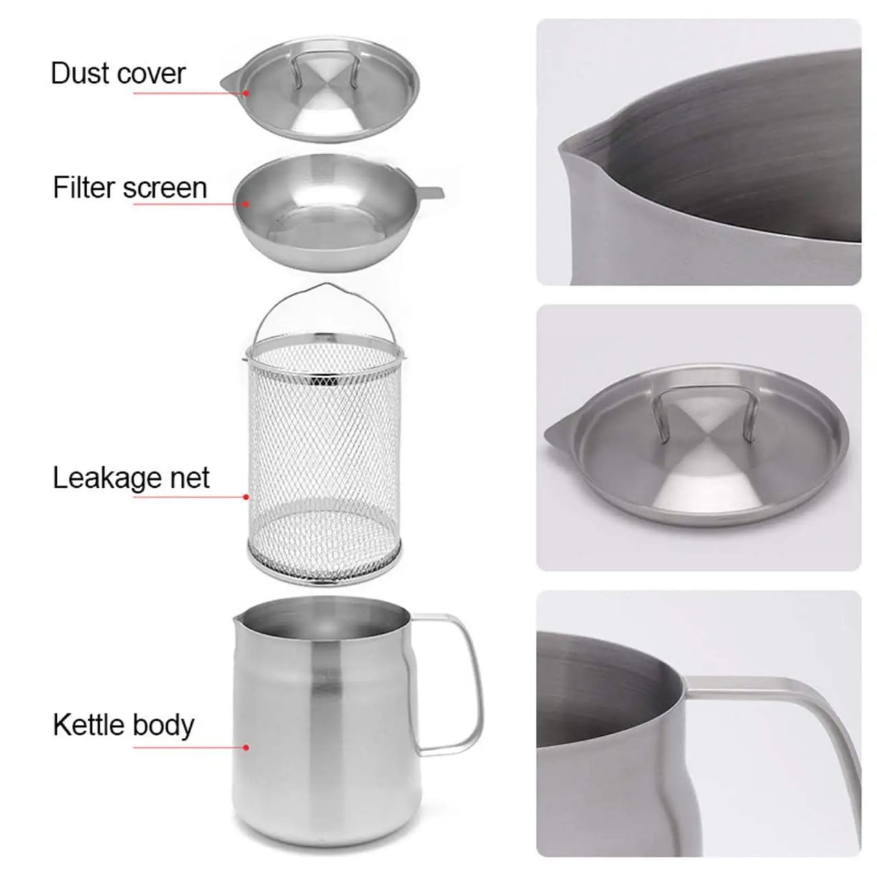 Parts Of Stainless Steel Oil Strainer Storage Pot.