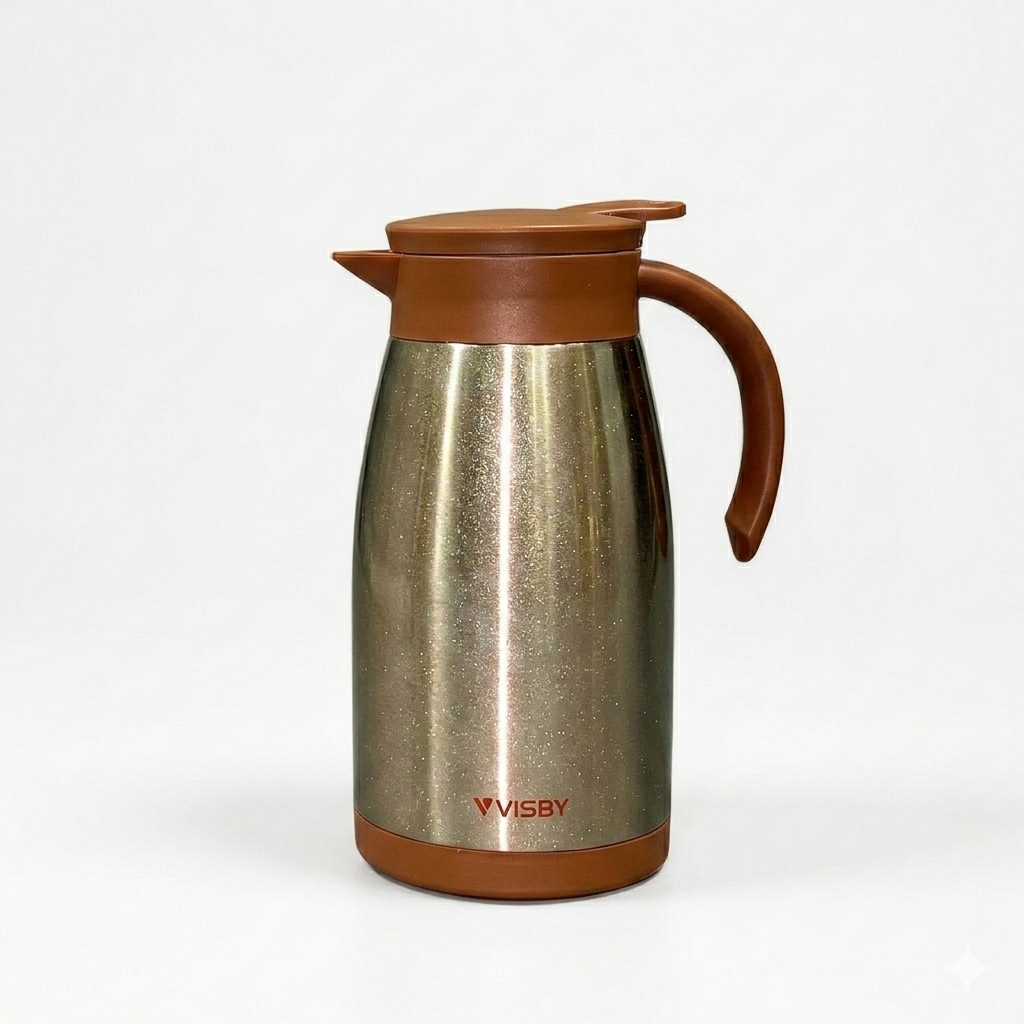 Stainless Steel Vacuum Coffee Pot 1.0L on a white background, featuring the Visby brand.