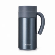 Stainless Steel Vacuum Mug 400ML with handle on a white background, featuring the Visby brand.