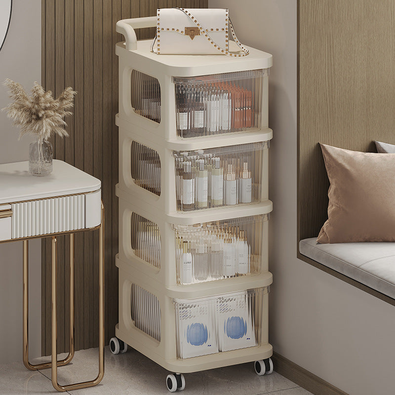 4 Layer Multifunctional Storage Trolley Rack Organized with Different Items.