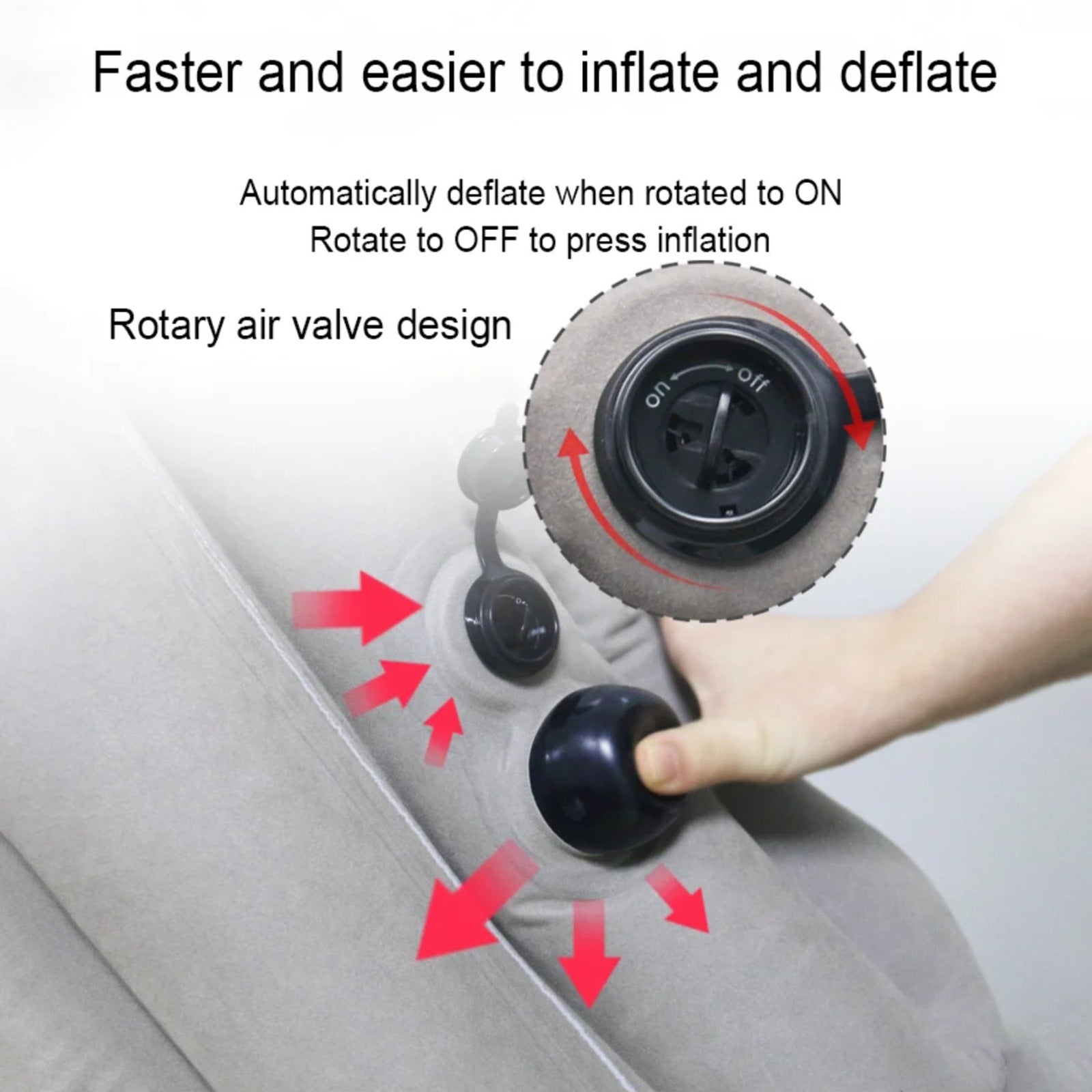 A Person is Pressing On the Valve Of Travel Neck Pillow.