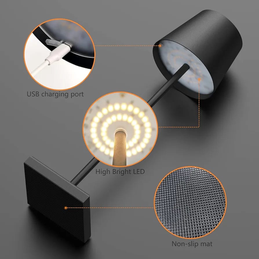Parts Of USB Cordless LED Table Lamp.