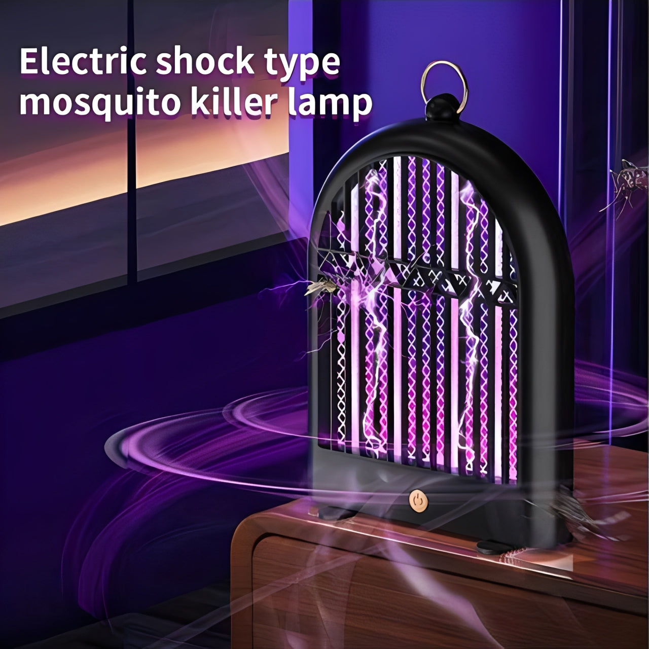 USB Rechargeable Electric Mosquito Killer Lamp with purple light on a dark background