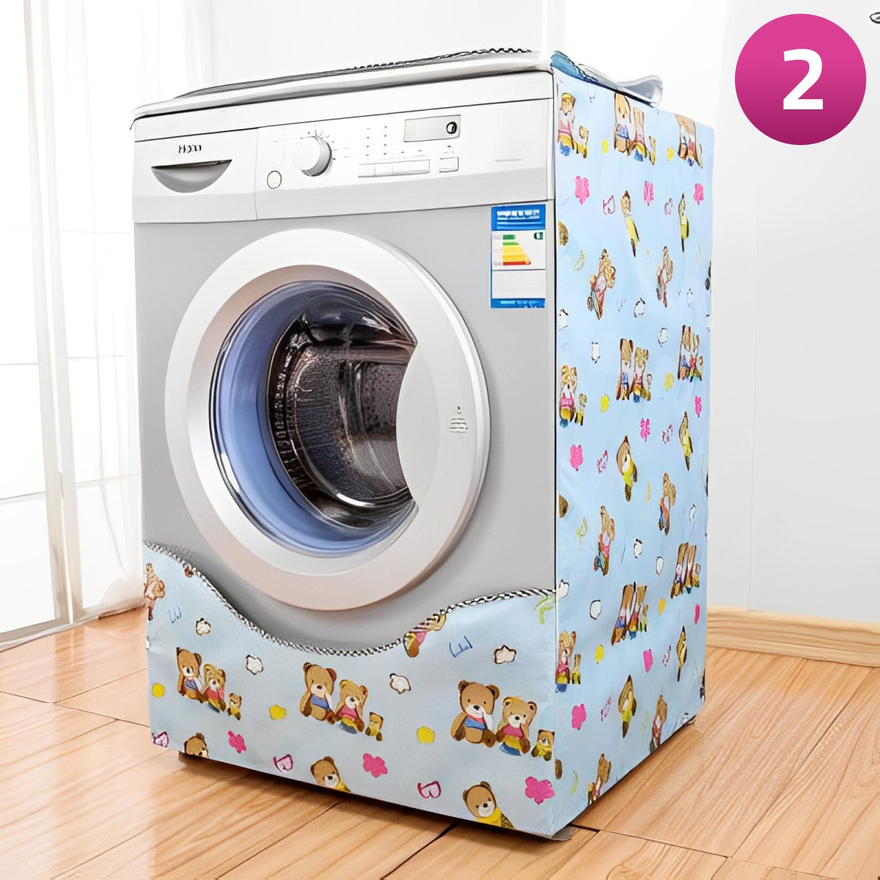 Blue Dust Proof Fully Automatic Front Door Washing Machine Protective Cover.