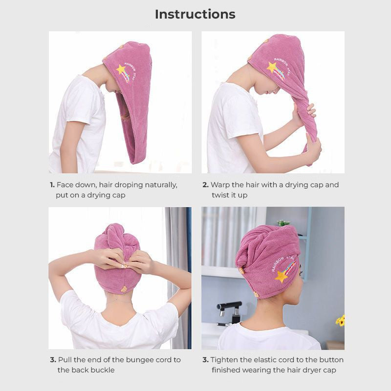 Quick Drying Microfiber Hair Care Towel with Button