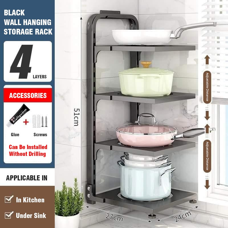 Multi-Layer Adjustable Wall Mountable Cabinet Under Sink Storage Rack