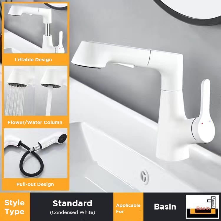 Wash Basin Faucet Modern Bathroom Pull Out Mixer Tap Set