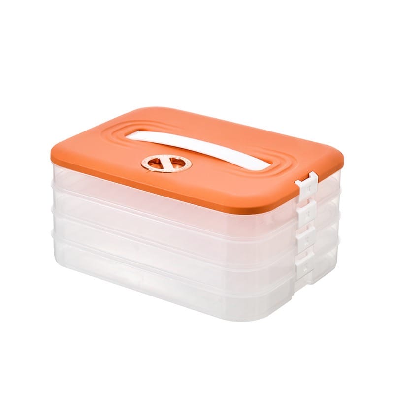 4 Layer Large Capacity Stackable Dumpling Snack Storage Box with Freshness Timer