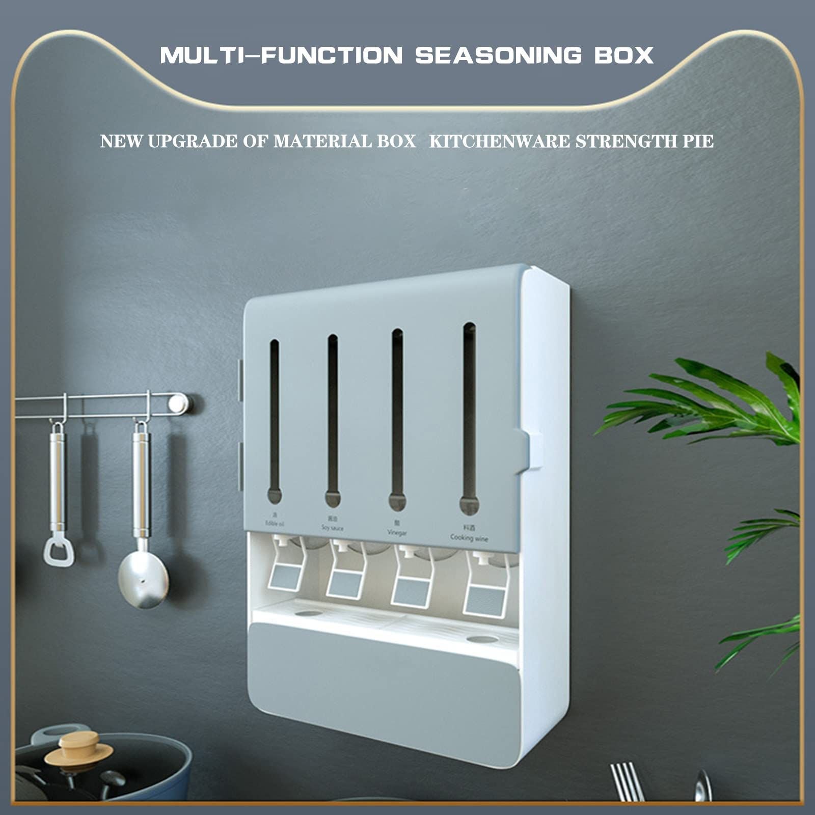 Different features of Wall Hanging Spice Rack Seasoning Organizer For Kitchen Cabinet placed on the wall