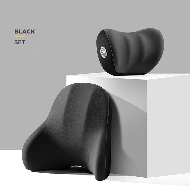 Car Headrest Memory Foam Neck Pillow + Seat Waist Support