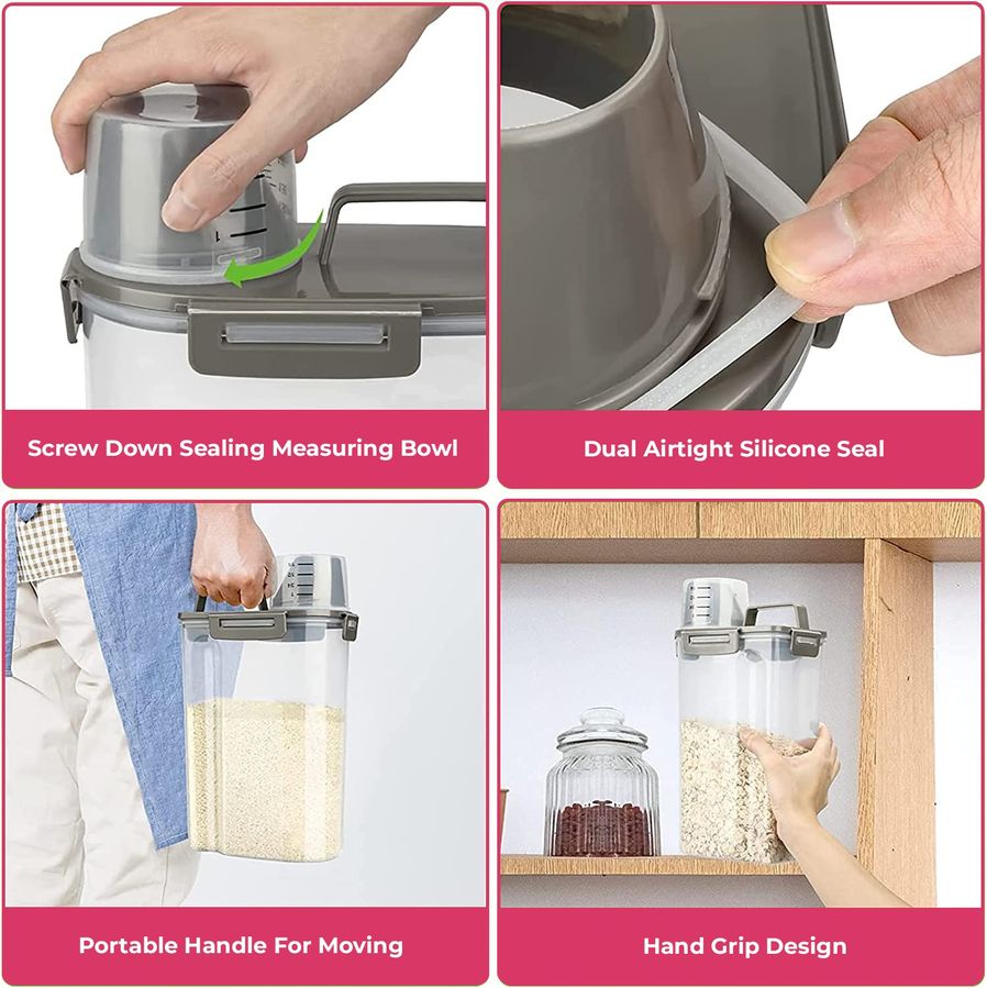 Different features of the 2.8L Airtight Rice Grain Storage Container Food Dispenser