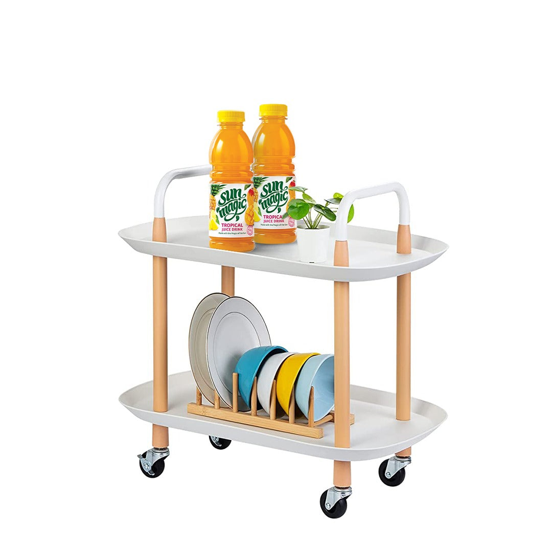 Multi-tier Mobile Storage Table arranged with some things