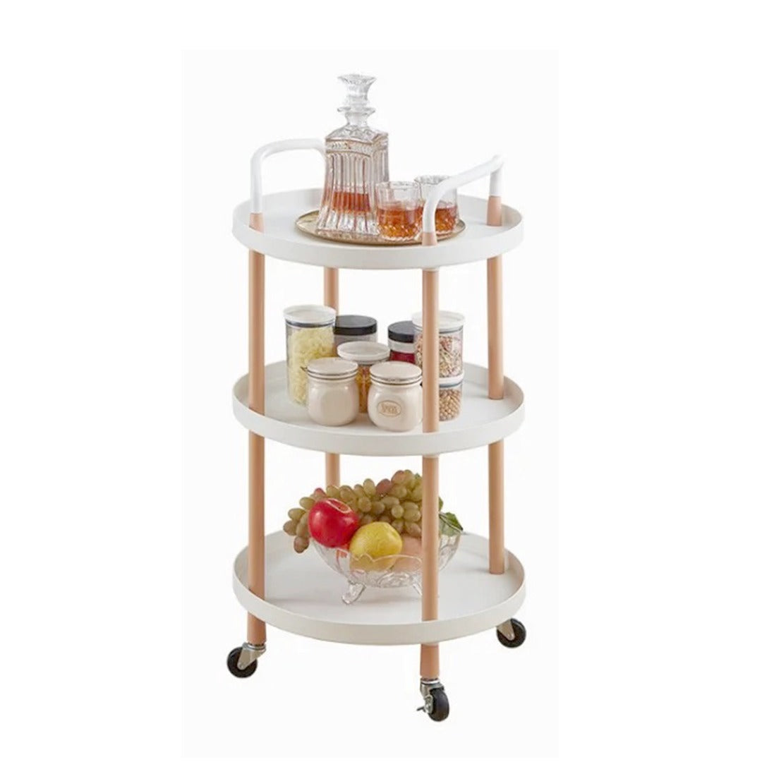 Multi-tier Mobile Storage Table arranged with some things