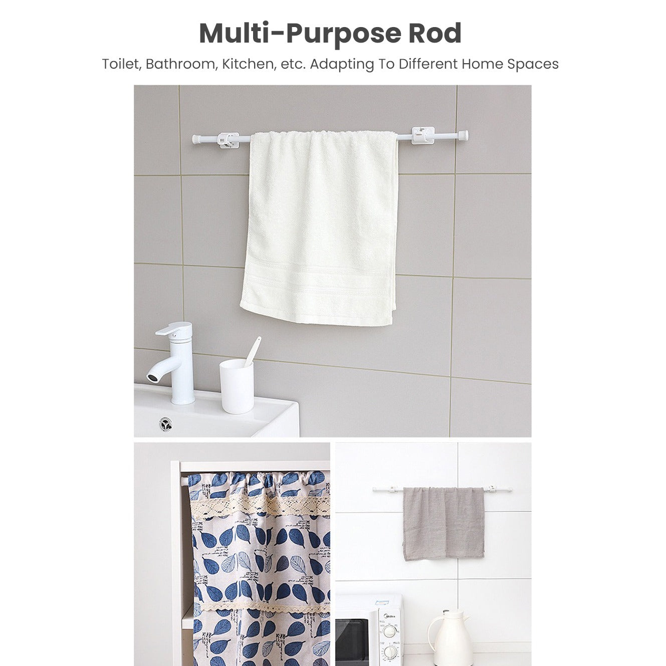 Extendable Hanger Rod, Adjustable Curtain Telescopic Pole Household Hanging Rod