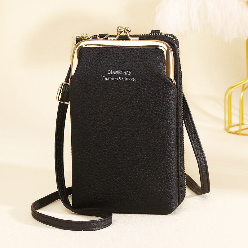 Vertical One Shoulder Mobile Phone Case Wallet Purse Bag with Adjustable Strap For Women