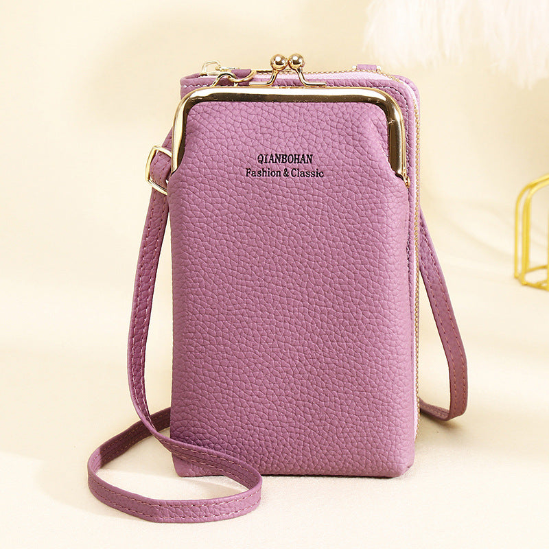 Vertical One Shoulder Mobile Phone Case Wallet Purse Bag with Adjustable Strap For Women