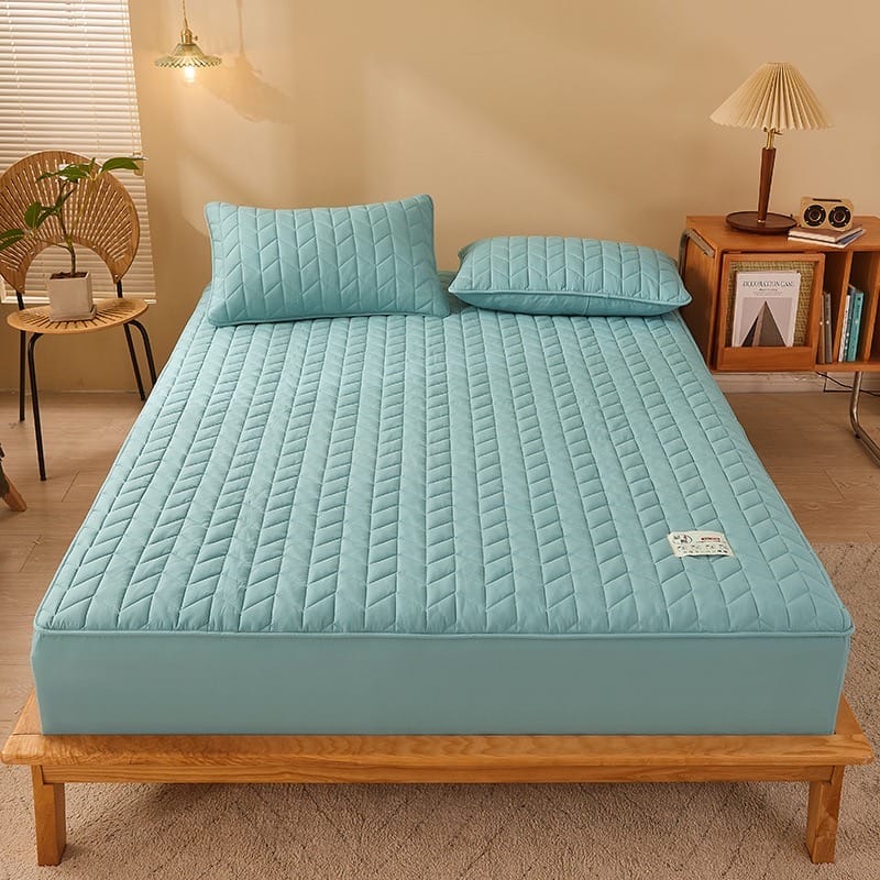 100% Cotton Fitted Size Soft Flat Mattress Bed Sheet with 2 Pillow Case