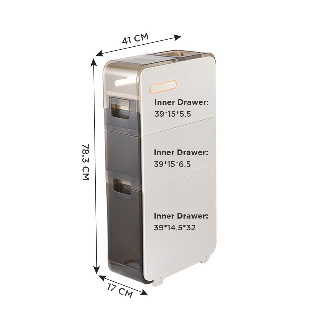 Drawer-type Movable Multi-layer Ultra-narrow Bathroom Storage Cabinet