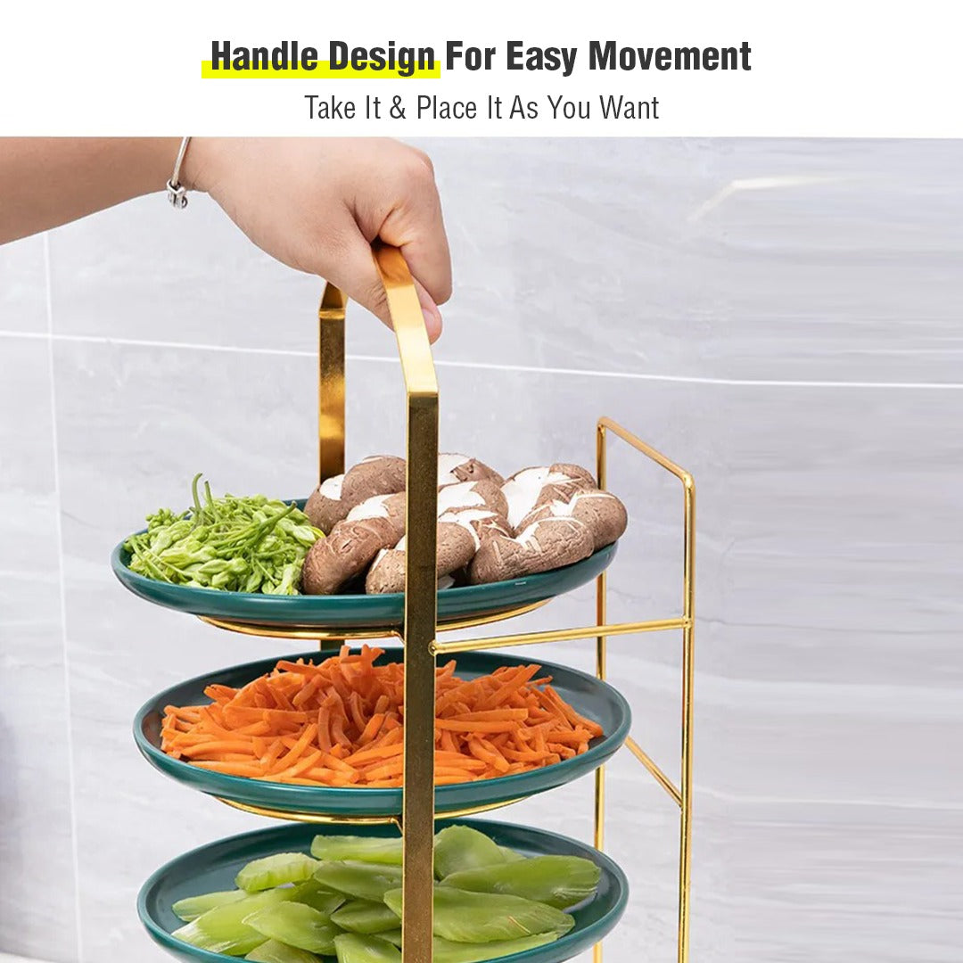 Someone is holding the Multi-Layer Wall Mount Kitchen Side Dish Storage Rack