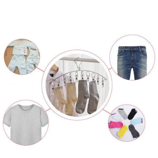 20 Clips Stainless Steel Clothes Drying Hanger