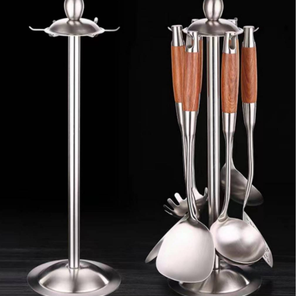 Stainless Steel Kitchenware Spatula Set with Wooden Handle next to  Stainless Steel Kitchenware 