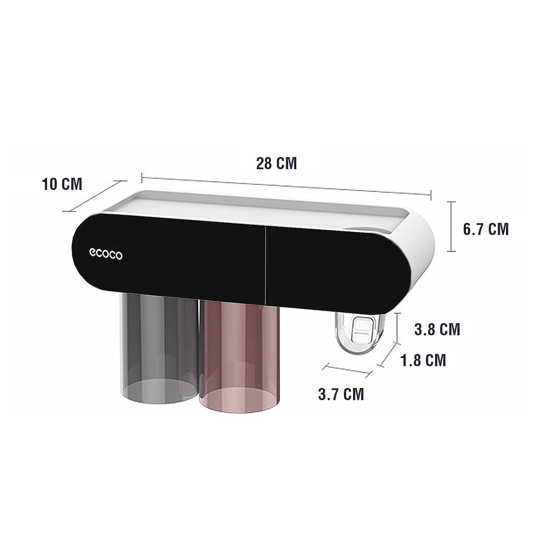  Wall Mount Magnetic Adsorption Toothpaste Squeezer Toothbrush Holder with Cup - size