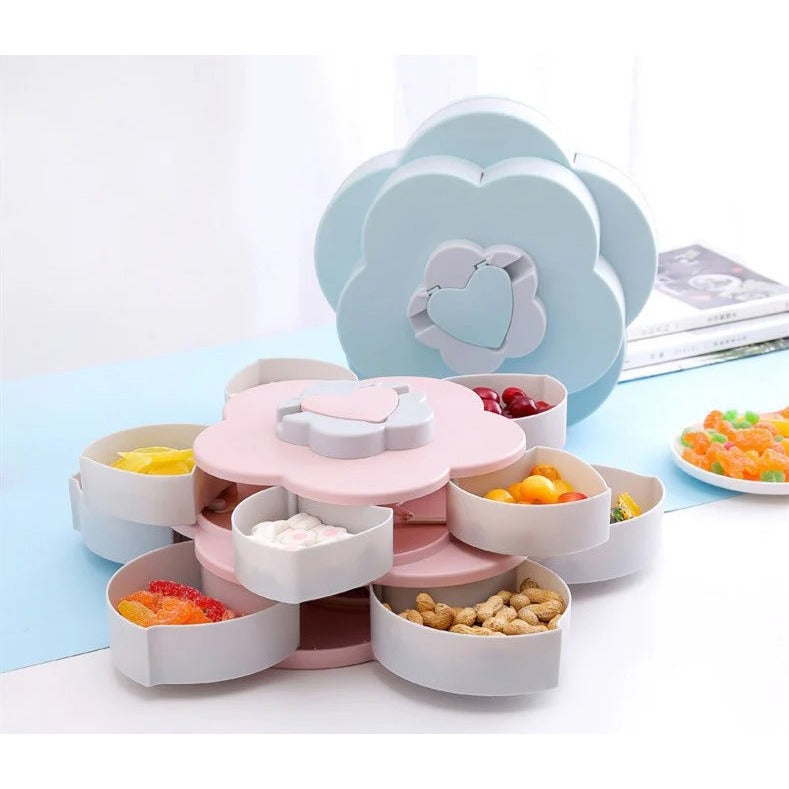2 Flower Design Snack Box - Product showcase,closed and opened 