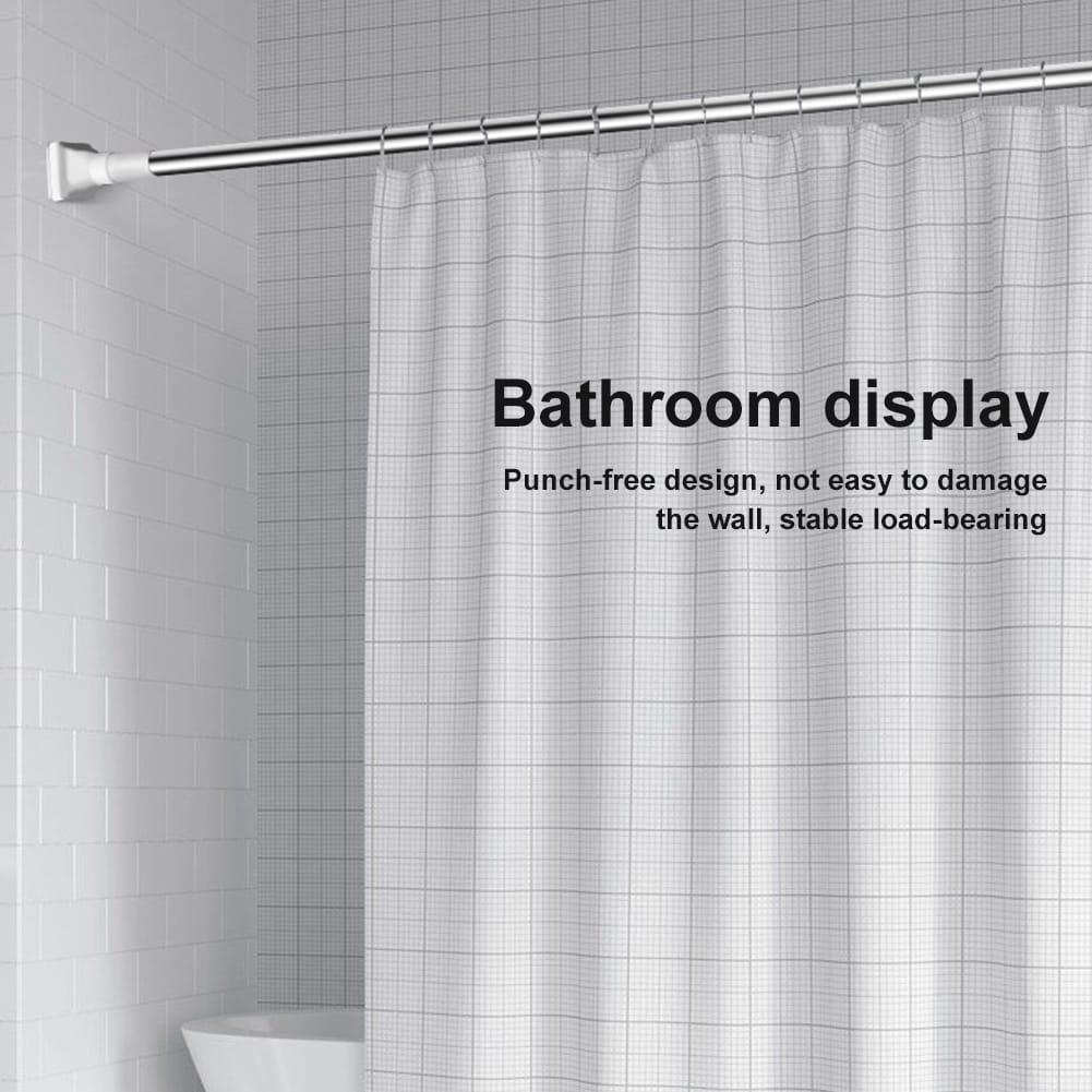 Adjustable Drill-Free Rod intsalled in a bathroom 
