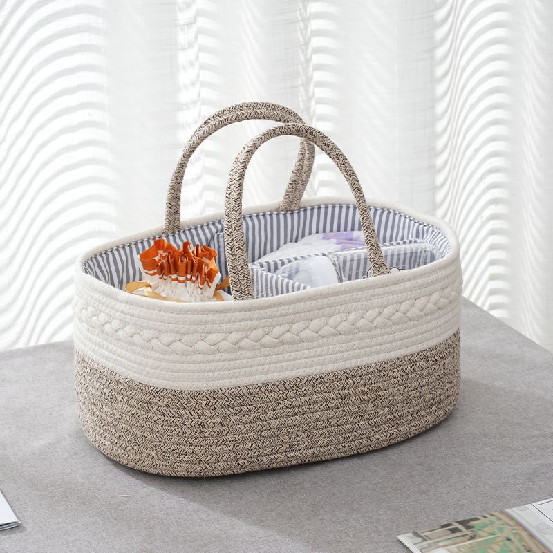 Brown color Nursery Storage Basket  kept on top of a table 