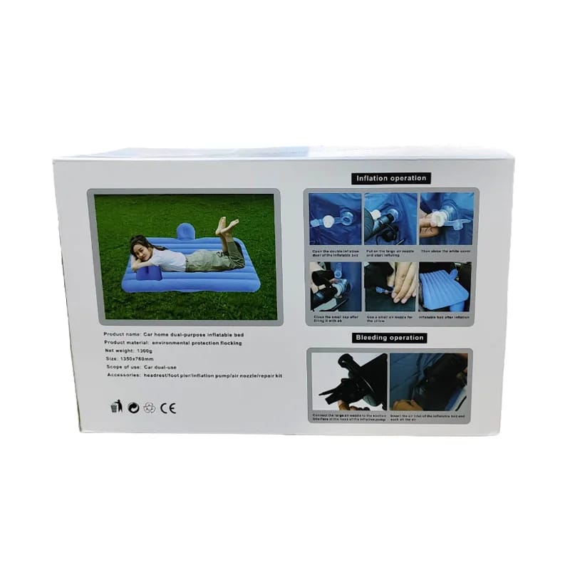 Showcasing the box of Inflatable Car Bed 