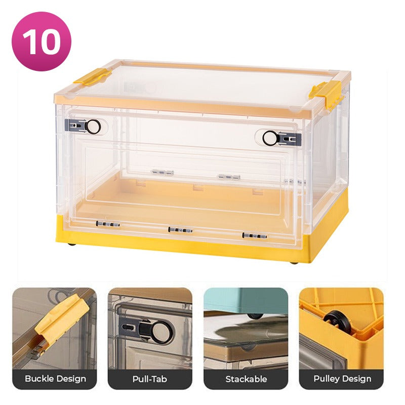 Foldable Plastic Storage Boxes with Latching Lids in yellow color
