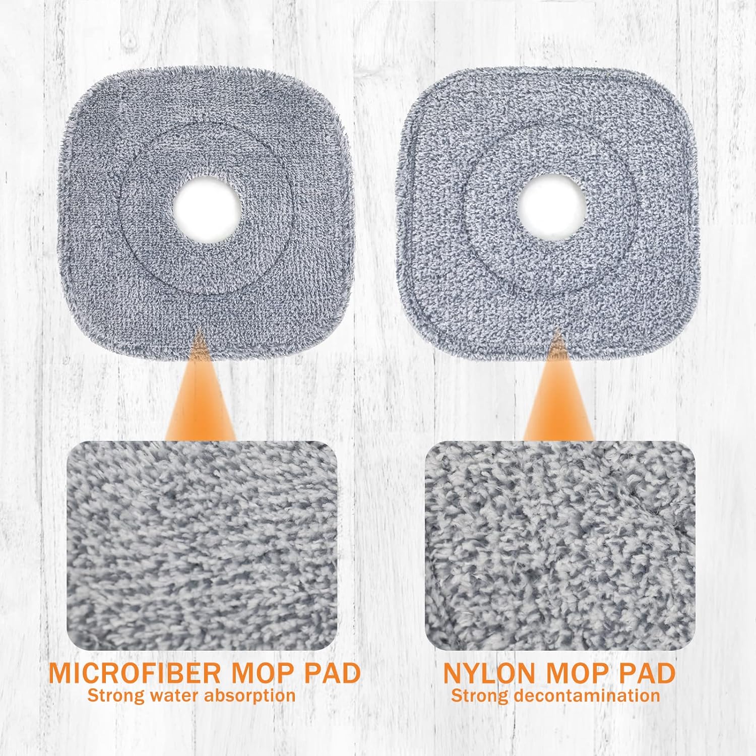Image featuring the Microfiber Mop Pad and Nylon Mop Pad of spin mop 
