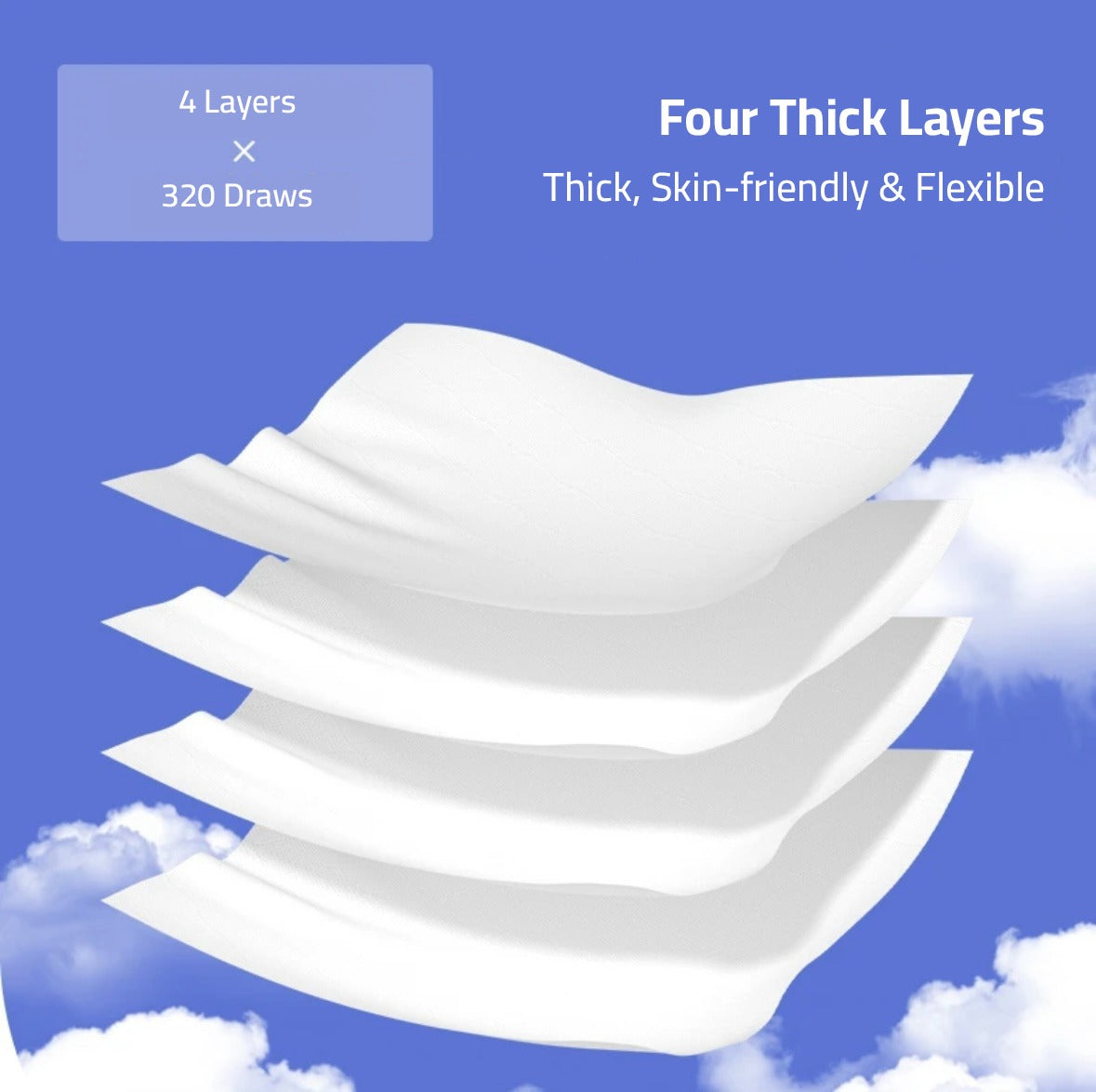 Four Thick Layers of Wood Pulp Tissue Paper