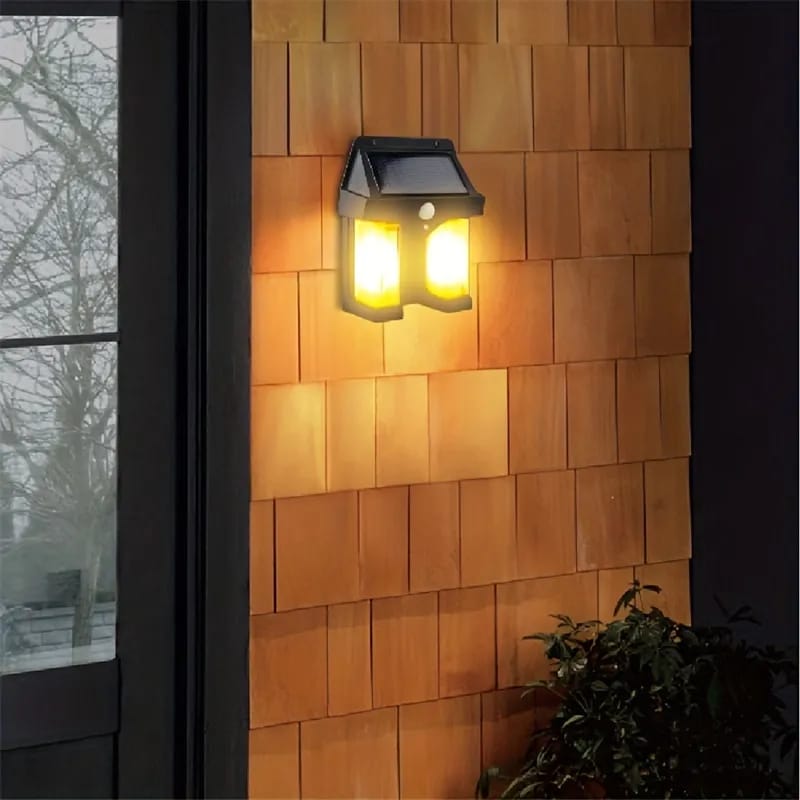Solar Sensor Light placed on the wall next to a door