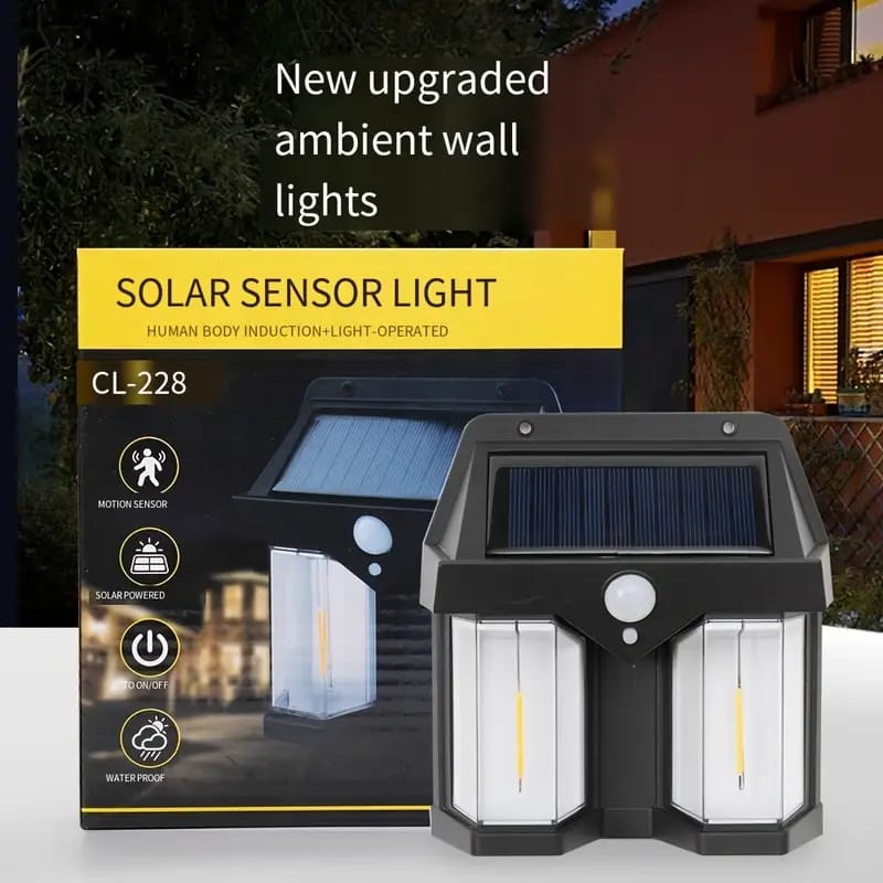Solar Sensor Light placed on a desk next to its box