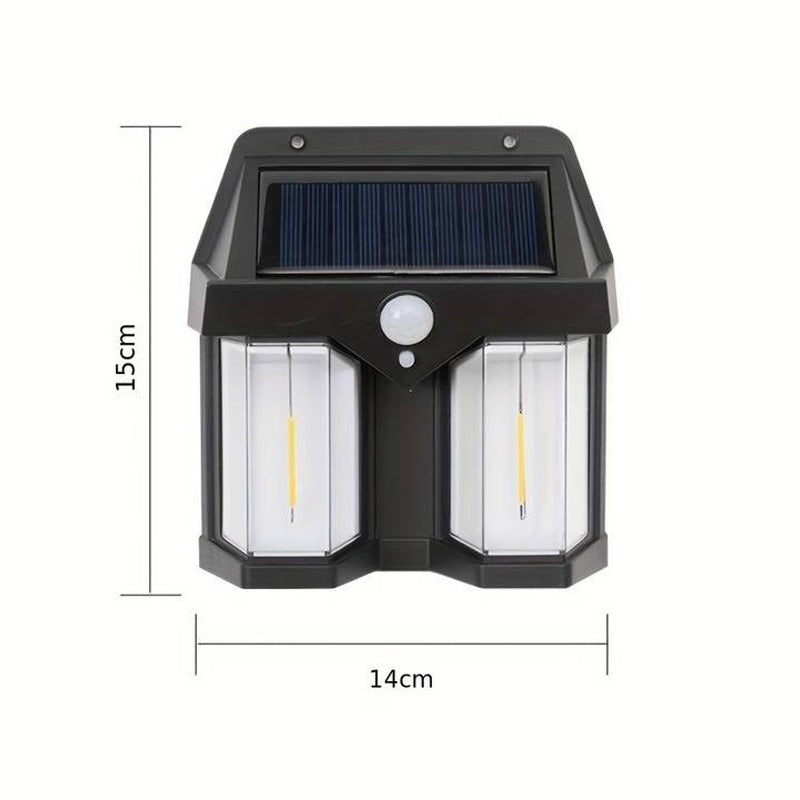 Solar Sensor Light - Waterproof LED Wall Lamp with Human Body Induction, showcasing its size