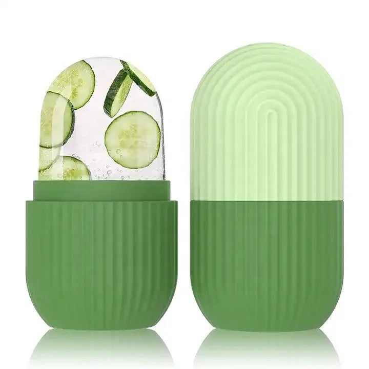 Silicone Ice Roller Massager in green color 