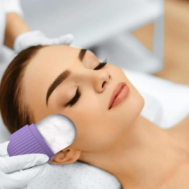 Woman using Silicone Ice Roller Massager