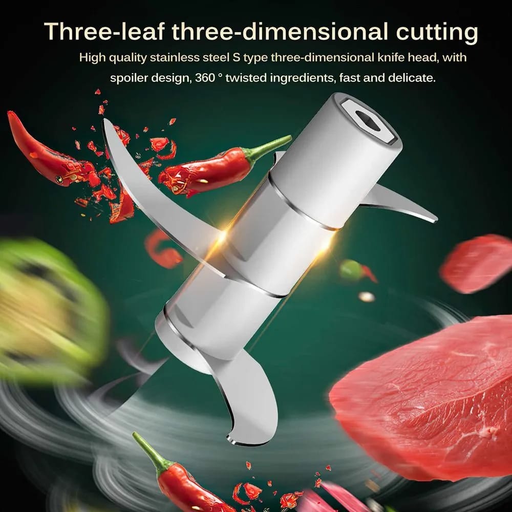 Mini Electric Chopper Food Processor  three blades for three-dimensional cutting