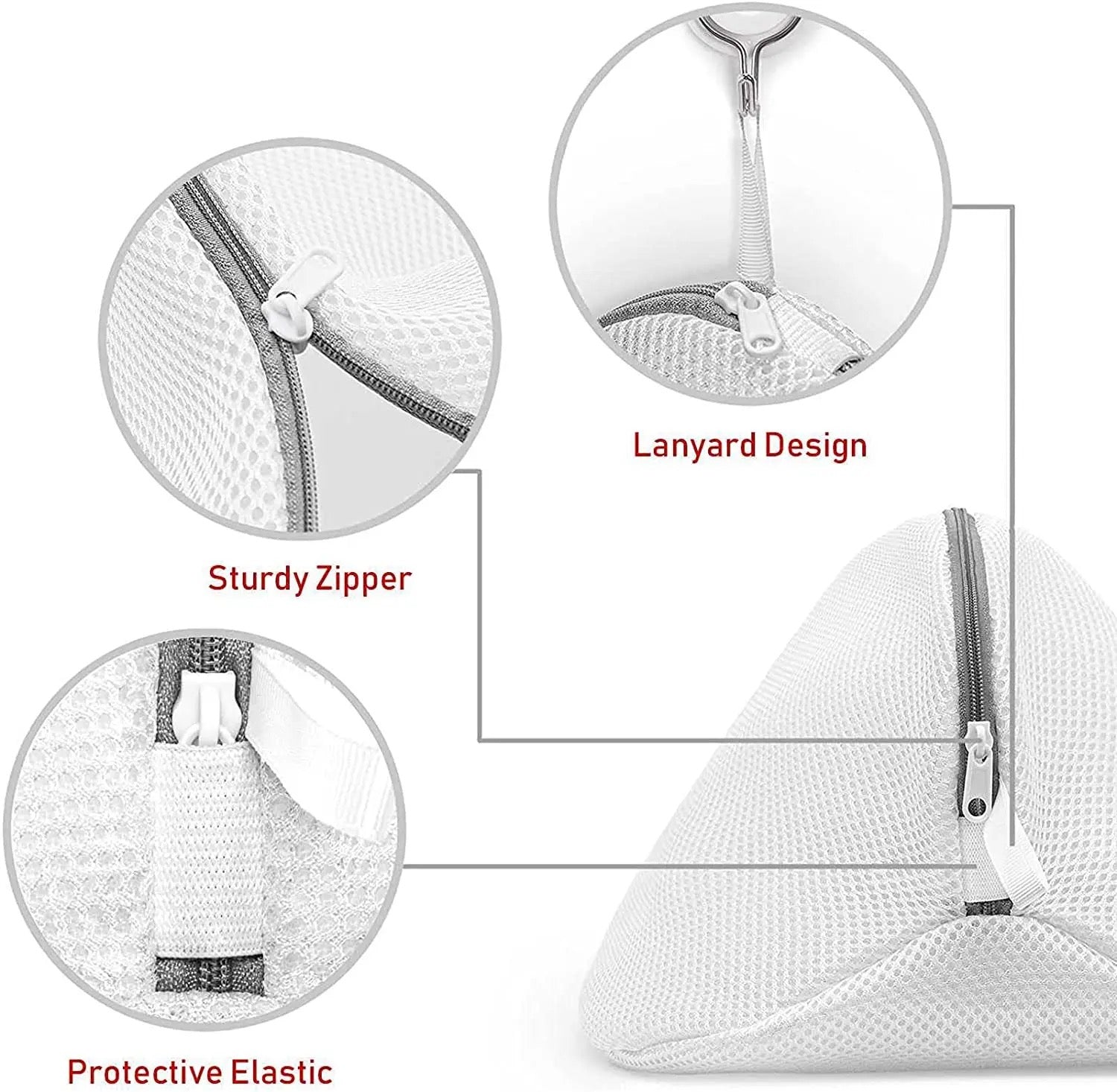  different sides of the Reusable Shoes Sneakers Washing Mesh Laundry Bag with Zip Closure