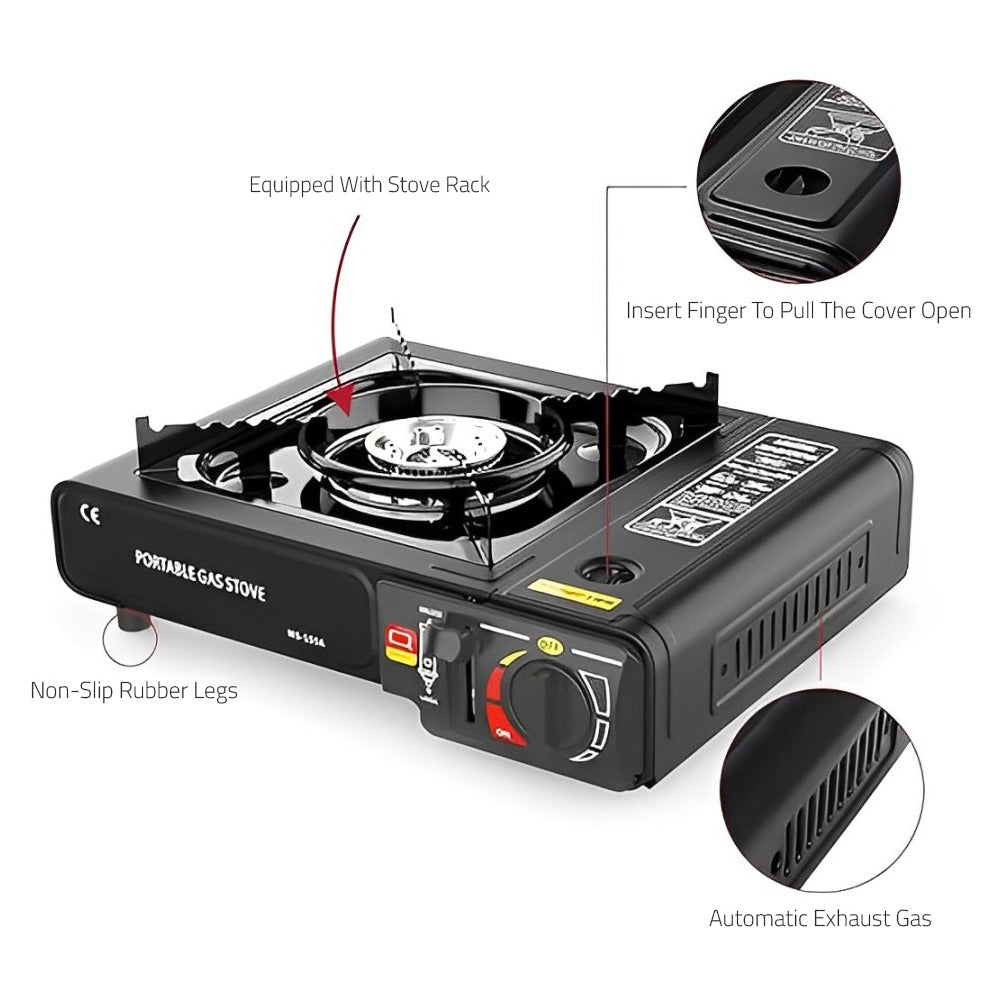 Portable Gas Stove with Carrying Case for Outdoor Camping, Hiking, Picnics