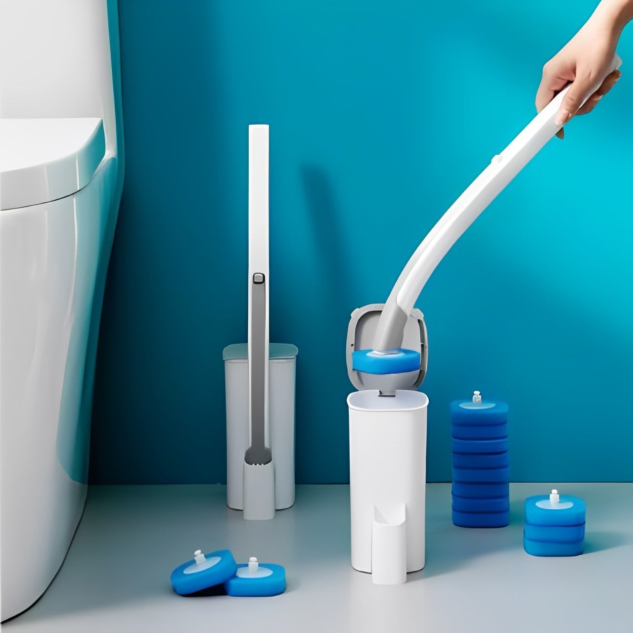 Disposable Head Toilet Cleaning Brush with Long Handle