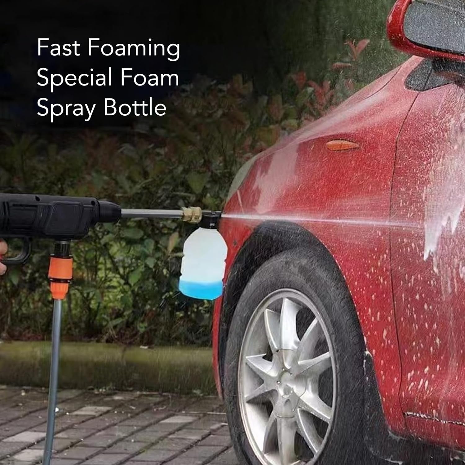 someone foaming with spray bottle of Cordless Car Washing Water Gun