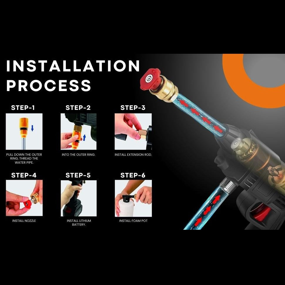 installation process of Cordless Car Washing Water Gun 